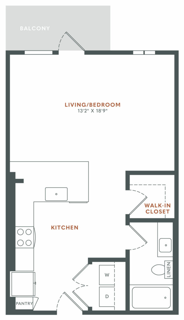The S2 Advantage - spacious studio apartment floor plan